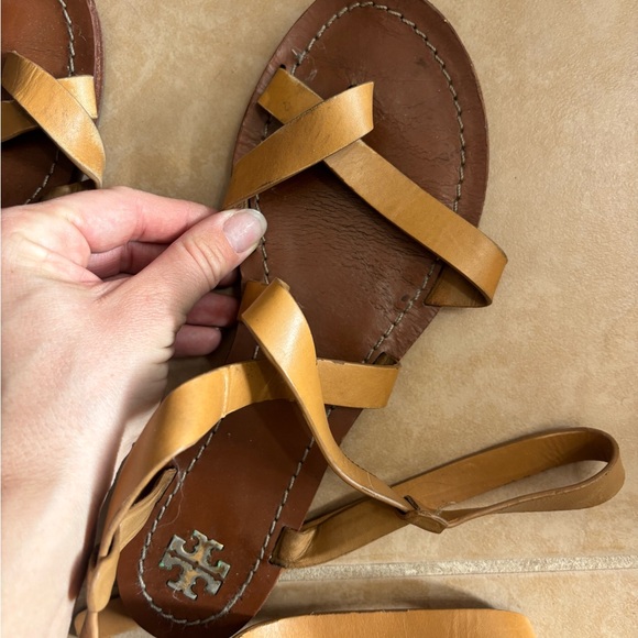 Tory Burch Brown Gladiator Sandals with Gold Buckle - Picture 4 of 9